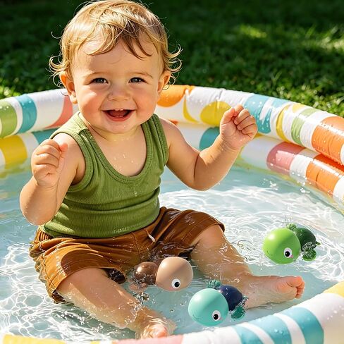 Wind Up Bath Toys for Toddlers 1-3, Swimming Turtle Baby Bathtub Toys for 1+ Year Old Boys and Girls, Floating Water and Pool Toys for Kids, 3 Pack in Kuwait