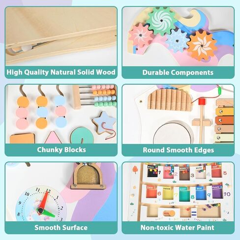 5FT Large Unicorn Activity Wall Busy Board Panels Wooden Learning Activity Center Montessori Sensory Wall Panel for Kids Interactive Educational Toy for Playroom Daycare Nursery Classroom Decor Gift in Kuwait
