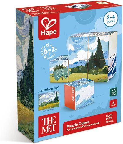 Hape x The Met 6-in-1 Art Puzzle Cubes – Turn & Match Iconic Works of Art, Ages 2-4Y in Kuwait