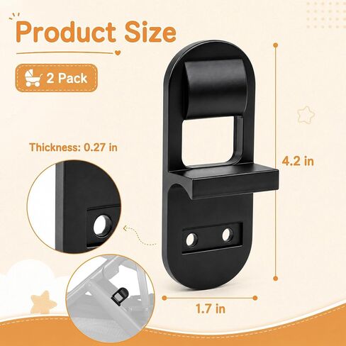 2 Pack Stroller Replacement Latch, Black Latch Repair Kit for Broken or Missing Fold Locks, Replacement Parts Compatible with UPPAbaby Vista V2, Plastic in Kuwait
