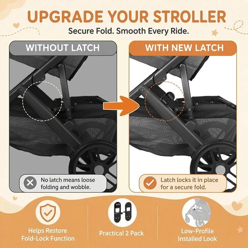 2 Pack Stroller Replacement Latch, Black Latch Repair Kit for Broken or Missing Fold Locks, Replacement Parts Compatible with UPPAbaby Vista V2, Plastic in Kuwait