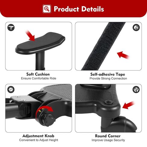 Universal Stroller Board, 2 in1 Stroller Ride Board Buggy Wheeled Board Seat Pedal Stroller Board with Detachable Seat Maximum Load Capacity 55.11lbs Buggy Board for 2-6-year-old Children in Kuwait