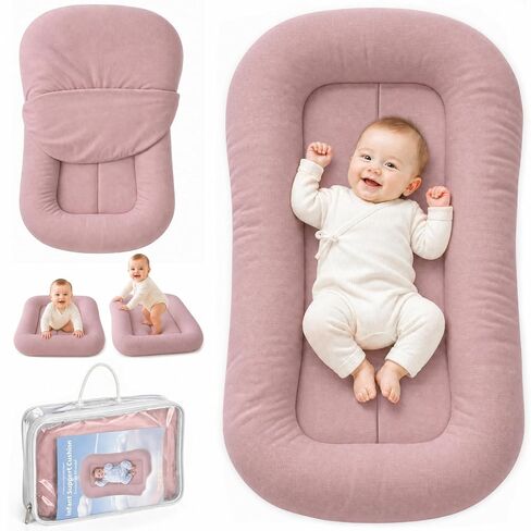 Infant Support Cushion - Breathable Cotton Baby Support Cushion for Babies 0-24 Months, Portable Tummy Time Mat for Home & Travel, Machine Washable, Perfect Baby Registry Gift, Grayish Blue in Kuwait