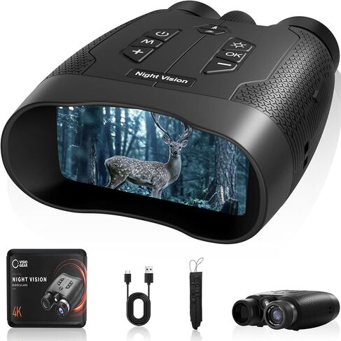 4K Night Vision Binoculars for Adults - Night Thunder X3 | Night Vision Goggles with AI Color Boost Mode, 40MP Photos, 2000 ft Range, 5000mAh Battery, 32GB Card for Wildlife & Camping in Saudi Arabia