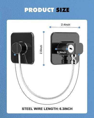 Refrigerator Lock, 2 Pack Upgraded Fridge Lock for Freezer, Cabinet, Drawer, Air Fryer, Closet, Window, Door, Premium ABS Material with Adhesive Backing, No Tools Need or Drill, Black in Kuwait