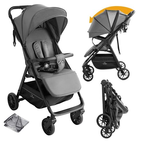 Lightweight Compact Fold Aluminum Frame Travel Stroller,Grey | Multi-Position Recline Seat, Large Storage Basket & Protective Sun Canopy For Toddlers in Kuwait