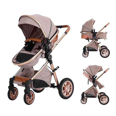 Cochildor DuraFlex 2-in-1 Baby Stroller, Foldable Travel Stroller for Newborn to Toddler, Convertible Stroller with All-Terrain Wheels and UPF 50+ Canopy, Pink in Kuwait