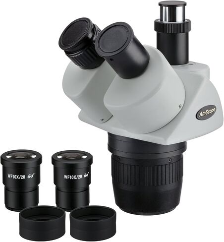 AmScope SW13T Trinocular Stereo Microscope Head, WH10x Eyepieces, 10X and 30X Magnification, 1X/3X Objective in Kuwait