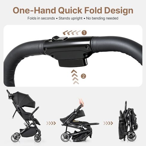 Compact Travel Stroller, Lightweight Baby & Toddler Stroller | Portable & Airplane-Friendly, One-Handed Fold, with Adjustable Backrest, UPF 50+ Canopy & Cup Holder, Strollers from 6-36 M in Kuwait
