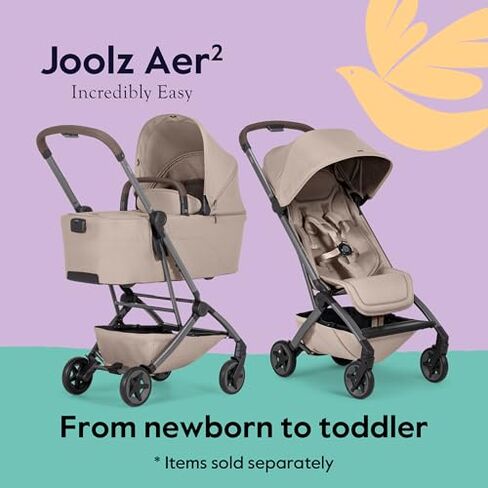 Joolz Aer2 Lightweight Travel Stroller + Cot Bundle – Newborn to Toddler, Ultra-Compact One-Hand Fold, Airplane Friendly, Lie-Flat Comfort - Sandy Taupe in Kuwait