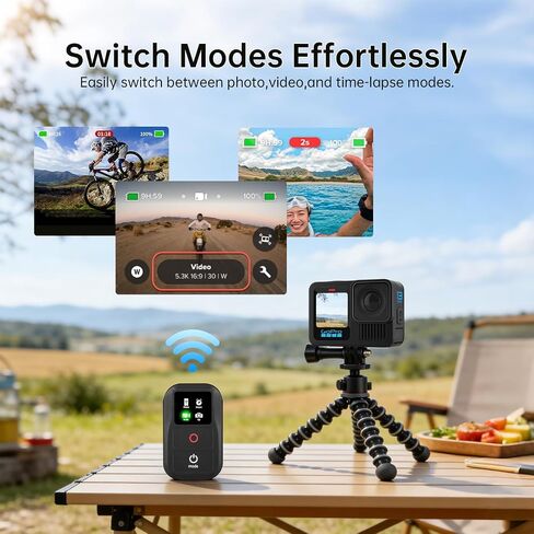 Suptig Remote Control, Waterproof Smart Remote Compatible with GoPro/DJI Action/Insta360, Phone Remote for iOS Android, Camera Remote with Color LED Display, 60M Control Range Type-C Charging in Kuwait
