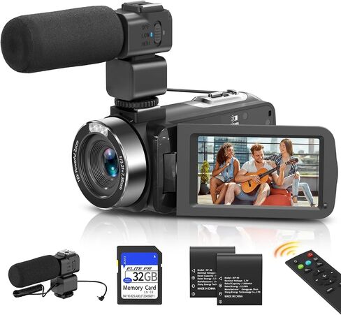 MURAUX 8K Video Camera Camcorder, UHD 48MP Vlogging Camera for YouTube | Night Vision, 18X Digital Zoom 3" 270° Touch Screen, Remote Control, 32GB SD Card, 2 Batteries in Kuwait