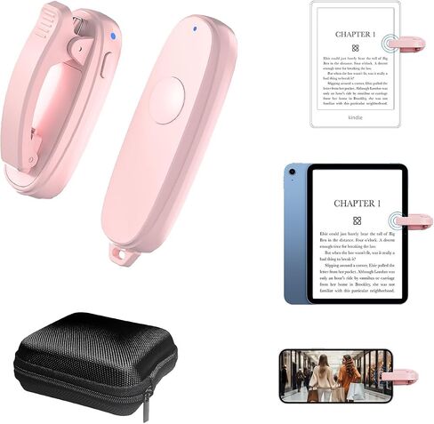 Kindle Remote Page Turner, Clip-On Auto Page Clicker for Kindle & Tablets, One-Button Forward Page Control, Silent Reading Remote for iPad iPhone Android (Normal-Pink) in Kuwait