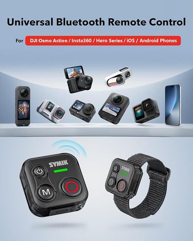 SYMIK Remote Control for Insta360, Bluetooth Remote for GoPro and DJI | Universal Shutter Remote Control for DJI Action Camera & Phone, Splash Resistance, Rechargeable, 230ft Range, 120-H Battery in Kuwait