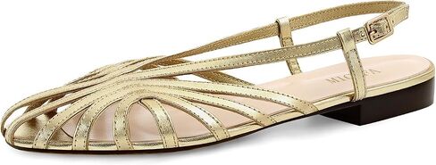 MICIFA Slingback Flat Sandals for Women Square Toe Low heel Sandal Buckle Strap Slip on Flats Summer Dress Casual Flat Shoes in Kuwait