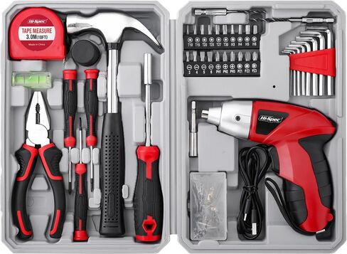 Hi-Spec 4V USB Electric Screwdriver Tool Kit for Home Repairs, Green | 42pc, fast assembly help, common screw bit selection, LED visibility, compact grip, quick household fixes, organized storage in Kuwait