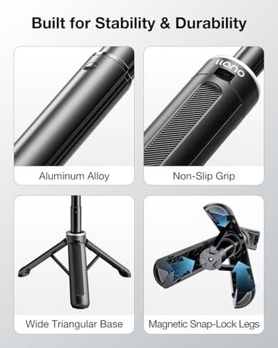 llano 16" Magnetic Action Camera Tripod + 30W Fast Charger Hub with 3 Replacement Batteries Bundle, Portable Selfie Stick and Triple Slot PD Charging Case for Insta360 Ace Pro 2/Ace Pro, Black in Kuwait