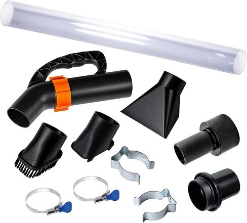 POWERTEC 2-1/2" Dust Collection Hose Floor Sweep Kit with 36" Clear Tube Extension, 3 Vacuum Nozzles, 2 Wall Mount Storage Clips, 1-1/2" Reducer Adapter (70443) in Kuwait