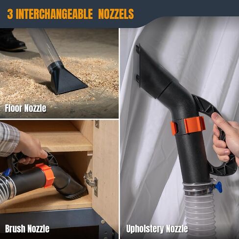 POWERTEC 2-1/2" Dust Collection Hose Floor Sweep Kit with 36" Clear Tube Extension, 3 Vacuum Nozzles, 2 Wall Mount Storage Clips, 1-1/2" Reducer Adapter (70443) in Kuwait