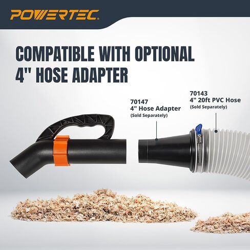 POWERTEC 2-1/2" Dust Collection Hose Floor Sweep Kit with 36" Clear Tube Extension, 3 Vacuum Nozzles, 2 Wall Mount Storage Clips, 1-1/2" Reducer Adapter (70443) in Kuwait