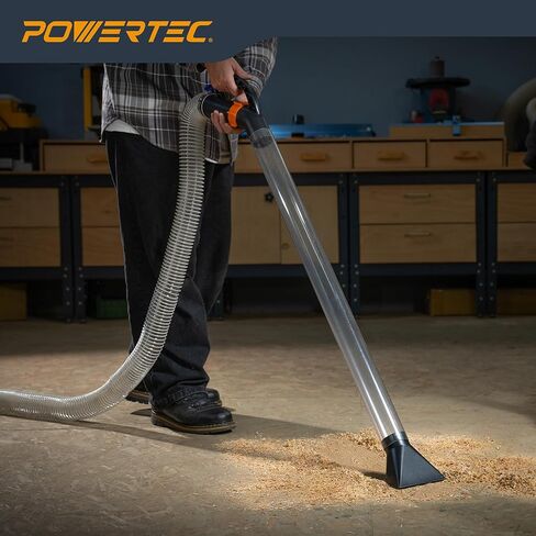 POWERTEC 2-1/2" Dust Collection Hose Floor Sweep Kit with 36" Clear Tube Extension, 3 Vacuum Nozzles, 2 Wall Mount Storage Clips, 1-1/2" Reducer Adapter (70443) in Kuwait