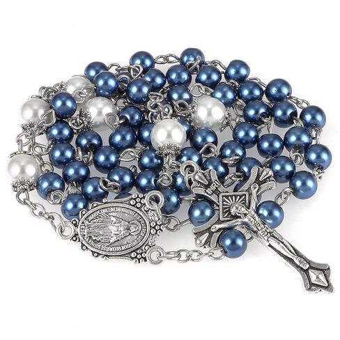 My First Rosary Baptism Gifts Rosary Catholic Keepsake Box for Baby Shower First Communion Christian Beads Gifting Set (Blue) in Kuwait