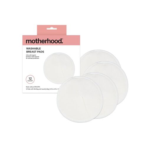 Motherhood Maternity Washable Nursing Pads – Reusable Bamboo Breast Pads for Breastfeeding, Leak Proof & Ultra Absorbent, Soft & Discreet, Includes Wet/Dry Bag & Laundry Bag, 12 Pack in Kuwait