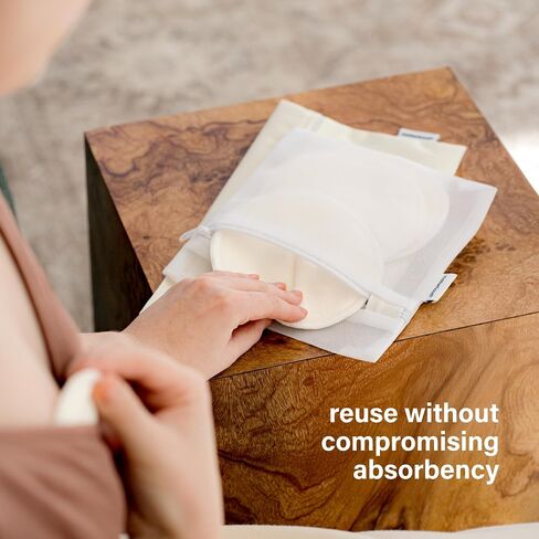 Motherhood Maternity Washable Nursing Pads – Reusable Bamboo Breast Pads for Breastfeeding, Leak Proof & Ultra Absorbent, Soft & Discreet, Includes Wet/Dry Bag & Laundry Bag, 12 Pack in Kuwait