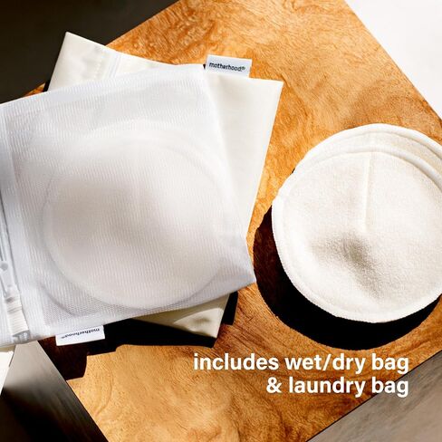 Motherhood Maternity Washable Nursing Pads – Reusable Bamboo Breast Pads for Breastfeeding, Leak Proof & Ultra Absorbent, Soft & Discreet, Includes Wet/Dry Bag & Laundry Bag, 12 Pack in Kuwait