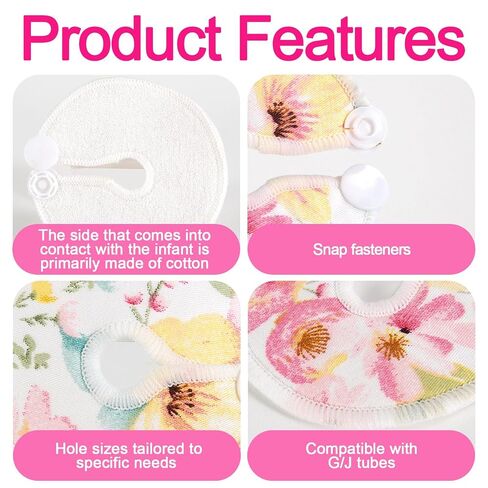 TUYUU 25 Pcs G Tube Button Covers with Laundry Bag, Reusable Feeding Tube Pads with Snap Button for G/J Tube, Soft Cotton Tube Holders for Nursing Care Supplies, Baby Kids Adults, Colorful Print in Kuwait