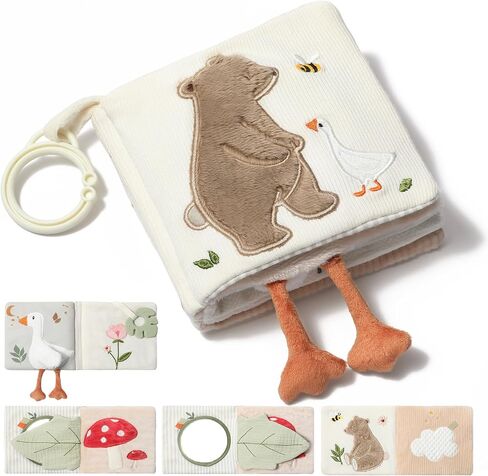 let's make Soft Baby Book, Sensory Crinkle Cloth Books for Babies 0-6 6-12 Months, Animal Tummy Time Toys with Baby Mirror & Squeaker, Touch and Feel Travel Stroller Toy, Newborn Gift Baby Shower in Kuwait