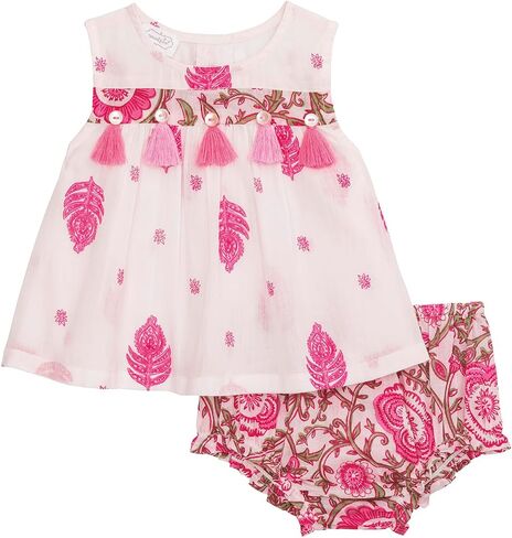 Mud Pie Baby Girl Mixed Block Print Pinafore Set in Kuwait
