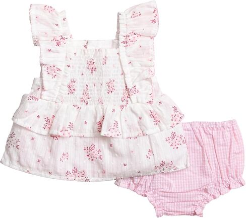 Mud Pie Baby Girl Pink Blossom Pinafore Set in Kuwait