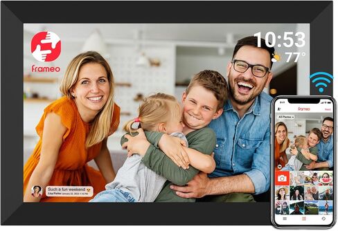 FRAMEO Digital Picture Frame Touch Screen 32GB Storage WiFi Smart 21.5 inch Photo Frame, FHD IPS Auto-Rotate, Attach Wall mounting Bracket Share Photos or Videos Instantly via Frameo APP in Kuwait