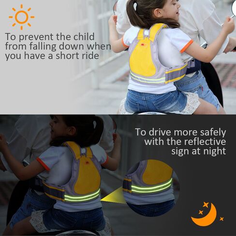 Jolik Child Motorcycle Safety Harness with 4 – in – 1 Buckle Breathable Material in Yellow in Kuwait