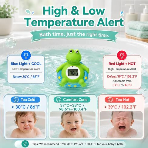 Doli Yearning Baby Bath Thermometer Baby Safety Water Thermometer for Kids | ±1℉ Accuracy; Long Battery Life; BPA-Free; Rapid Response in Kuwait