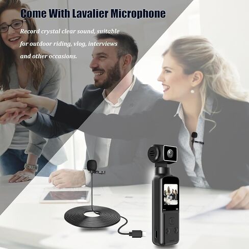 4K Pocket Body Camera with Audio & Video Recording, EIS Stabilization | 270° Rotating Len, Handheld POV Cameras with External Microphone, Vlogging Camera for Travel, Meeting, Daily Use(32GB) in Kuwait