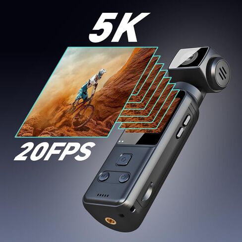 Wearable Body Camera with 270° Rotatable Lens for POV Vlogging, 5K Clip-On Pocket Cam for Cycling, Travel and Daily Life, with External Mic, 64GB TF Card and Waterproof Case in Kuwait
