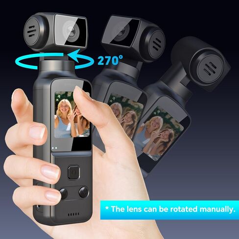 Wearable Body Camera with 270° Rotatable Lens for POV Vlogging, 5K Clip-On Pocket Cam for Cycling, Travel and Daily Life, with External Mic, 64GB TF Card and Waterproof Case in Kuwait