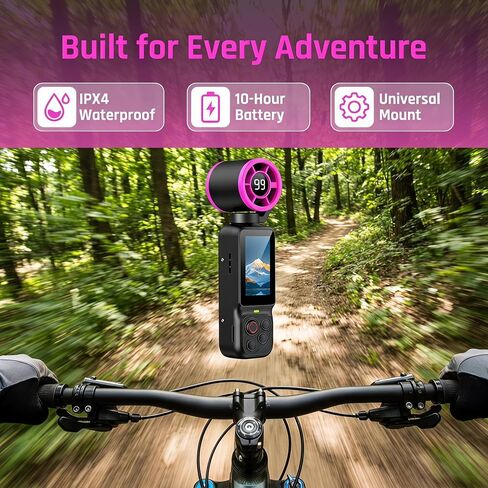 Sports Handheld Camera Shooting Recorder with Built-in Portable Fan, Waterproof 180° Action Camera, 2-in-1 Vlog Camera with Long Battery Life, Shoot First & Frame Later, Universal Mount in Kuwait