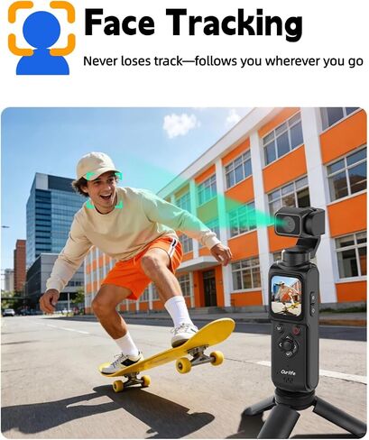 4K Vlogging Camera with 330° Rotating Lens & Face Tracking, 65MP Pocket Camera with WiFi, 6-Axis Stabilization, Touch Screen, 64GB TF Card & Tripod, Handheld POV Cam for YouTube TikTok Travel in Kuwait