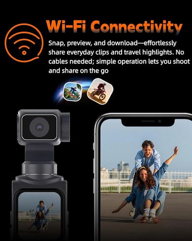 4K Vlogging Camera with 330° Rotating Lens & Face Tracking, 65MP Pocket Camera with WiFi, 6-Axis Stabilization, Touch Screen, 64GB TF Card & Tripod, Handheld POV Cam for YouTube TikTok Travel in Kuwait