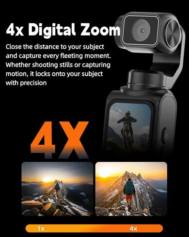 4K Vlogging Camera with 330° Rotating Lens & Face Tracking, 65MP Pocket Camera with WiFi, 6-Axis Stabilization, Touch Screen, 64GB TF Card & Tripod, Handheld POV Cam for YouTube TikTok Travel in Kuwait