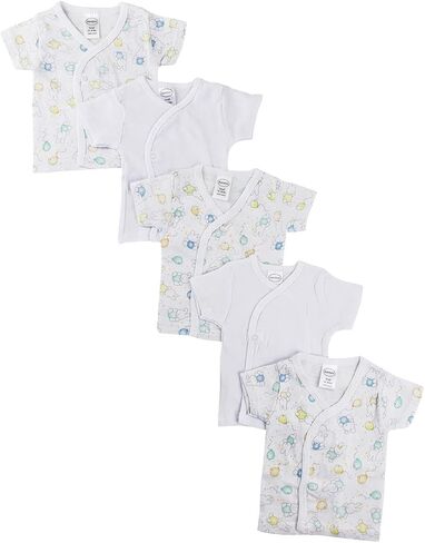 Bambini NC-0203N Unisex Infant Side Snap Short Sleeve Shirt, White - Newborn - Pack of 3 in Kuwait