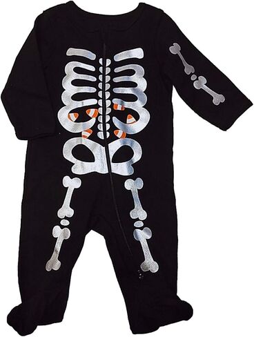 Celebrate Bariatric Supplements Infant Boys Black & Silver Skeleton Halloween Footie Sleeper Sleep & Play in Kuwait