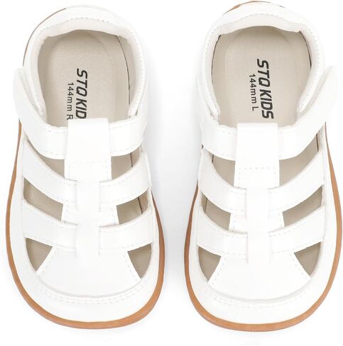 STQ KIDS Toddler Girl Boy Wide Toe Box Sandals Zero Drop with Hook and Loops Dress Shoes for Party School Outdoor Summer Girls Shoes in Kuwait