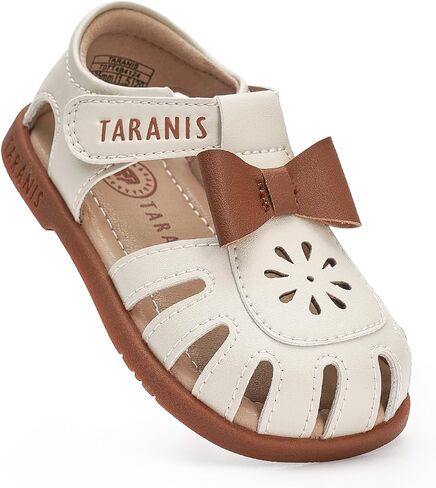 TARANIS Toddler Girls Sandals Wide Toe Box Barefoot Shoes with Stable Heel Support Non-Slip Summer Baby First Walking Shoes Cute Princess Flats for Party Wedding Preschool in Kuwait
