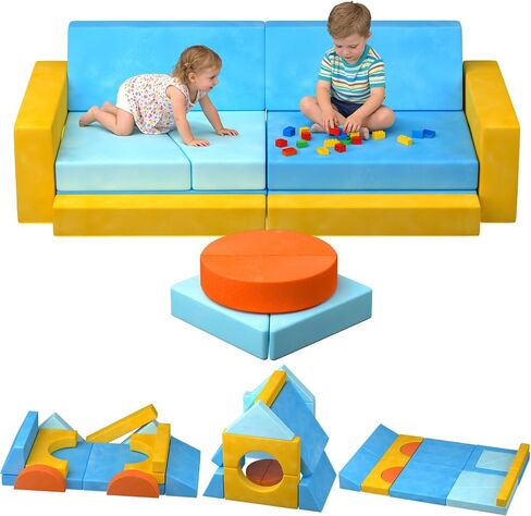 15pcs Kids Couch Climbing Blocks with Ball Pit, Toddler Climbing Foam Toys Indoor, Soft Play Set for Toddlers 1-3 Years Old, Baby Exercise Play Structures & Playground (Balls not Included) in Kuwait