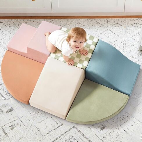 Tiny Land Soft Foam Climbing Blocks for Toddlers, Kids Play Tunnel for Toddlers and Baby, Foldable Pop Up Crawl Tunnel with Storage Bag in Kuwait