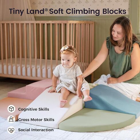 Tiny Land Soft Foam Climbing Blocks for Toddlers, Kids Play Tunnel for Toddlers and Baby, Foldable Pop Up Crawl Tunnel with Storage Bag in Kuwait